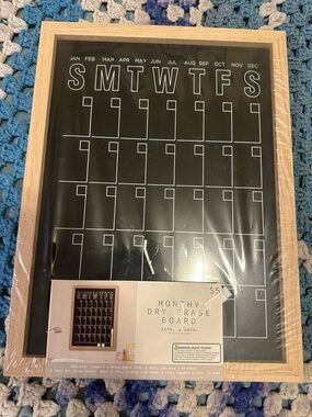 Monthly Dry Erase Calendar Board – Black with Wood Frame
